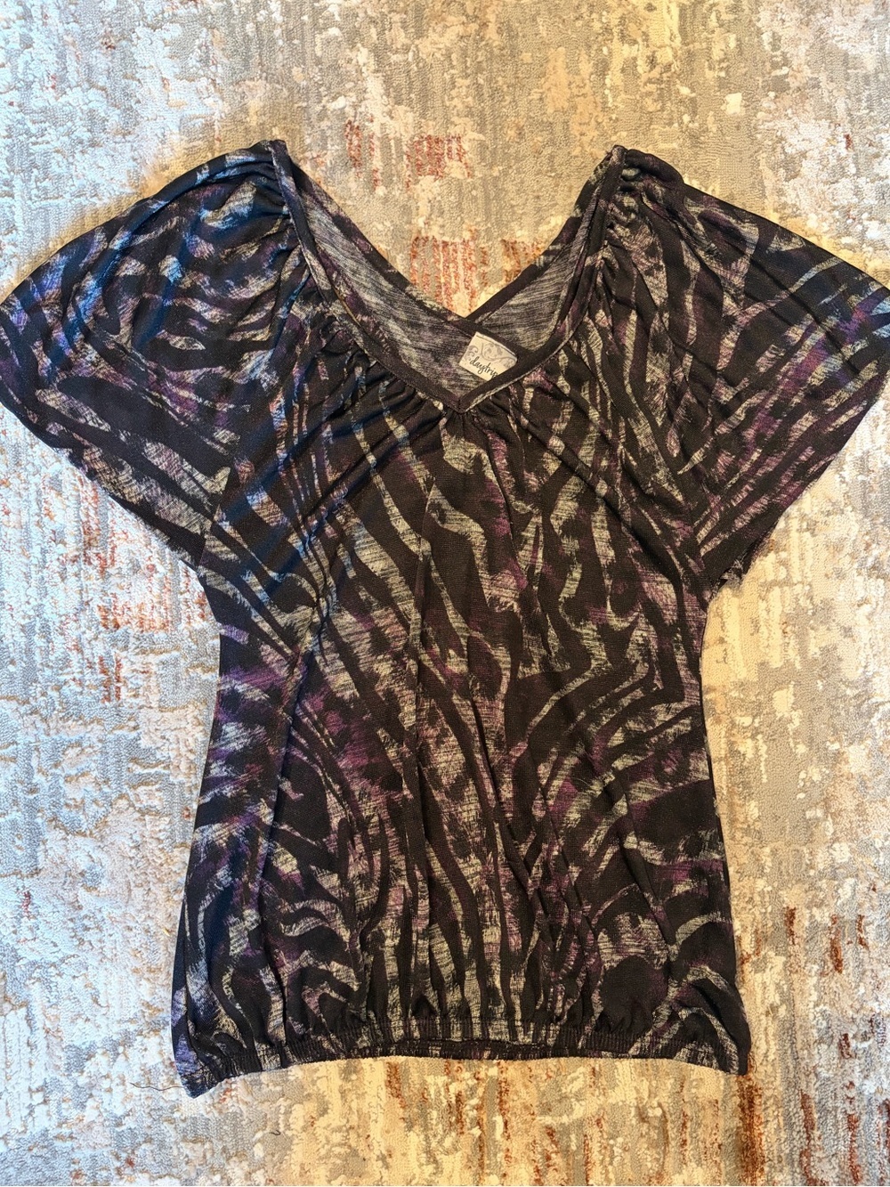 Daytrip Y2K Semi-Sheer Abstract Print Top